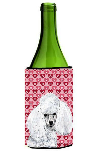 White Toy Poodle Hearts and Love Wine Bottle Beverage Insulator Hugger SC9701LITERK by Caroline's Treasures