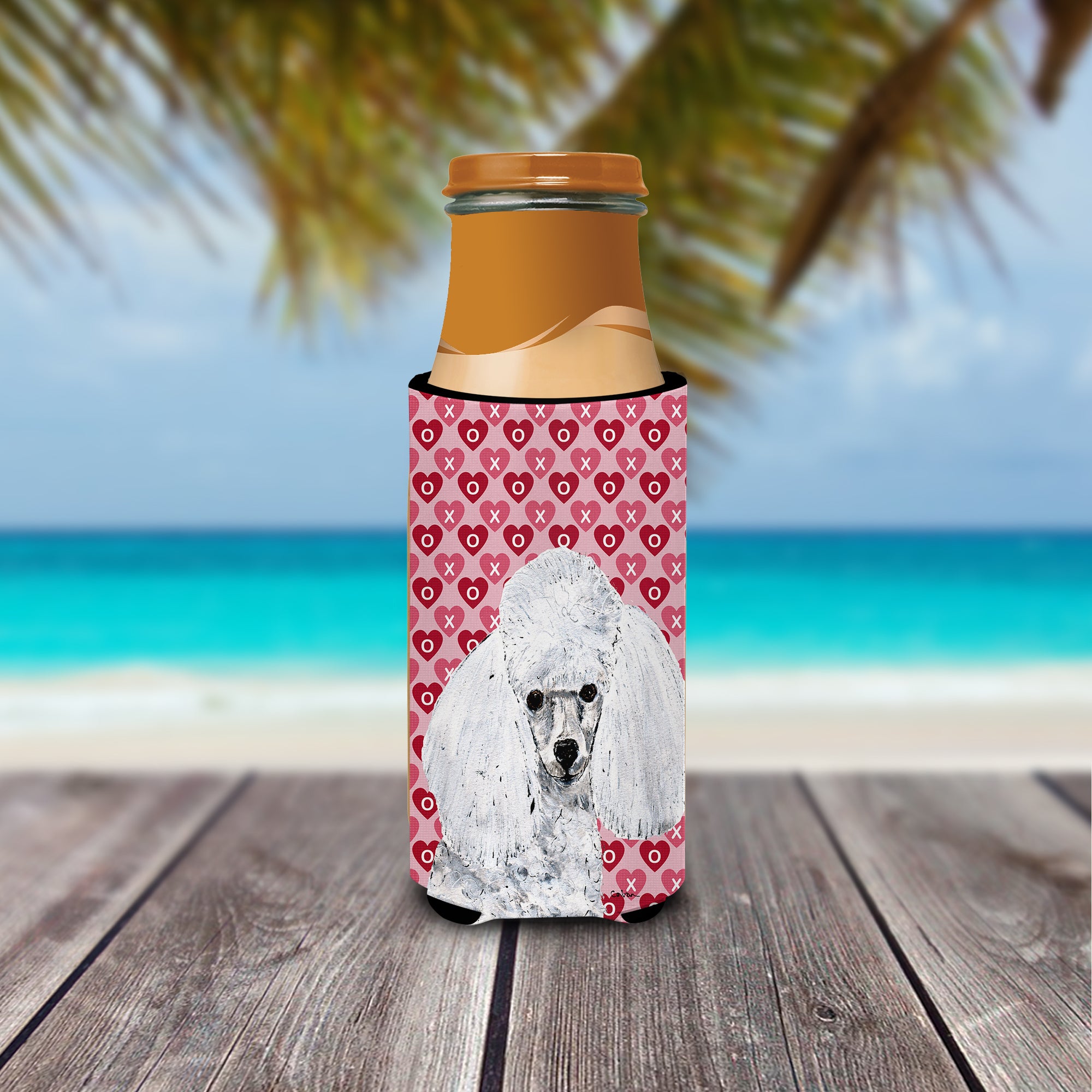 White Toy Poodle Hearts and Love Ultra Beverage Insulators for slim cans SC9701MUK.