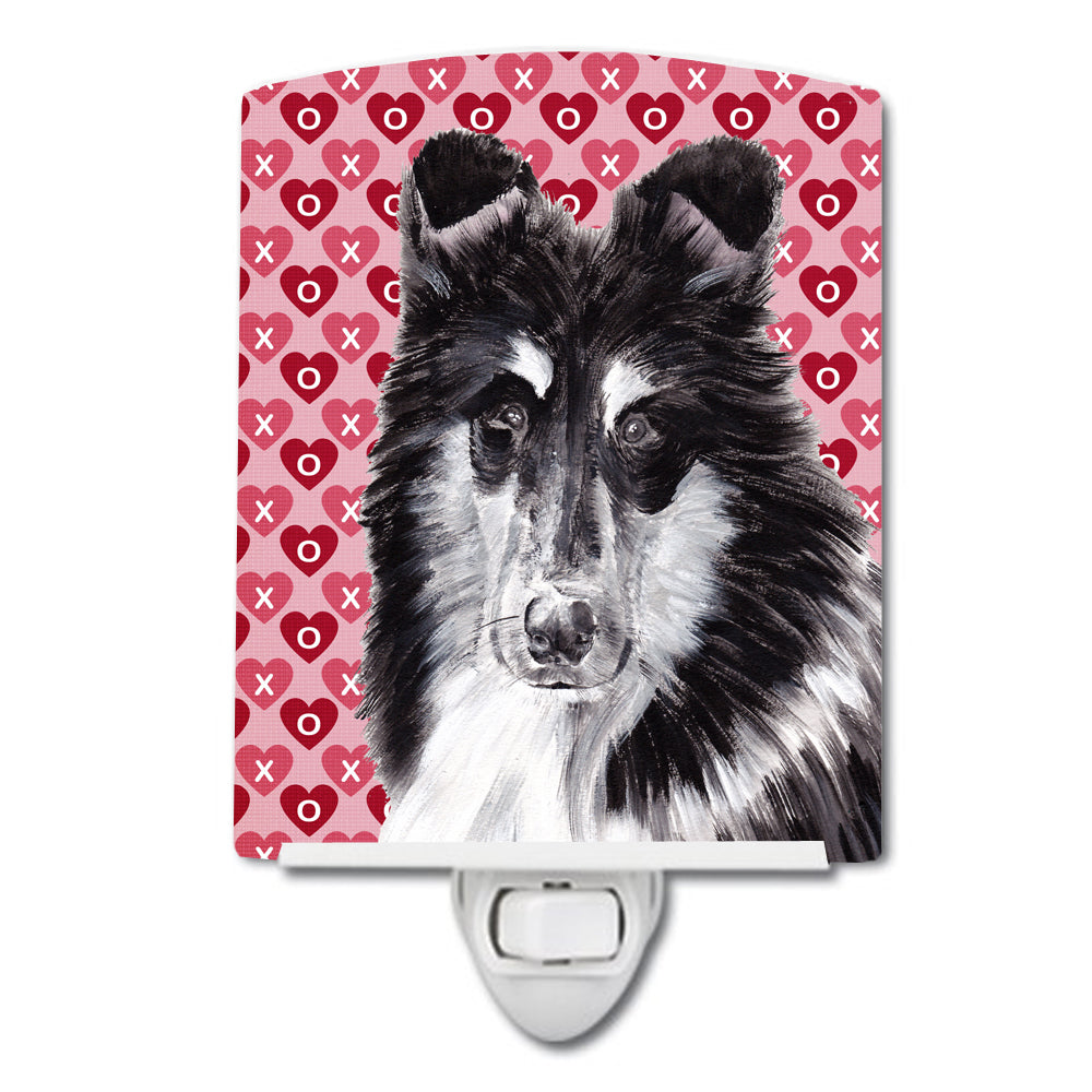 Black and White Collie Hearts and Love Ceramic Night Light SC9702CNL - the-store.com