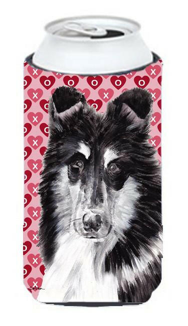 Black and White Collie Hearts and Love Tall Boy Beverage Insulator Hugger SC9702TBC by Caroline&#39;s Treasures