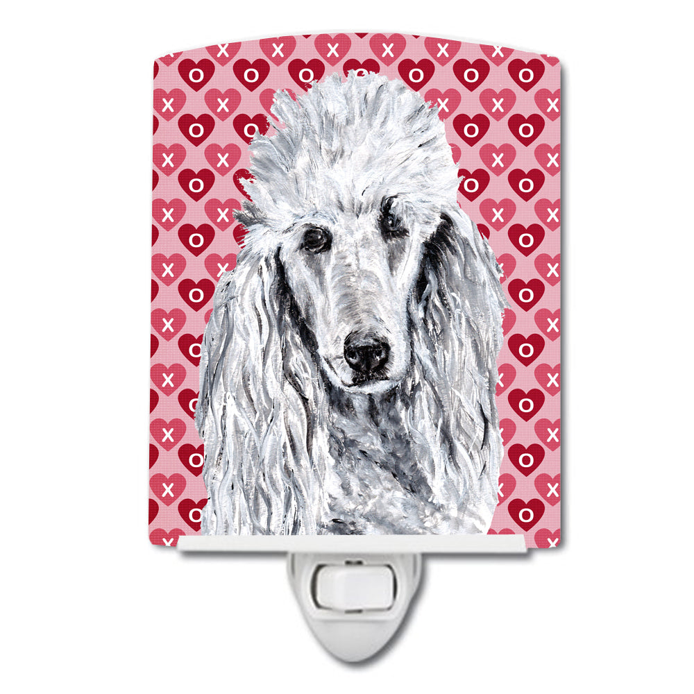 White Standard Poodle Hearts and Love Ceramic Night Light SC9703CNL - the-store.com