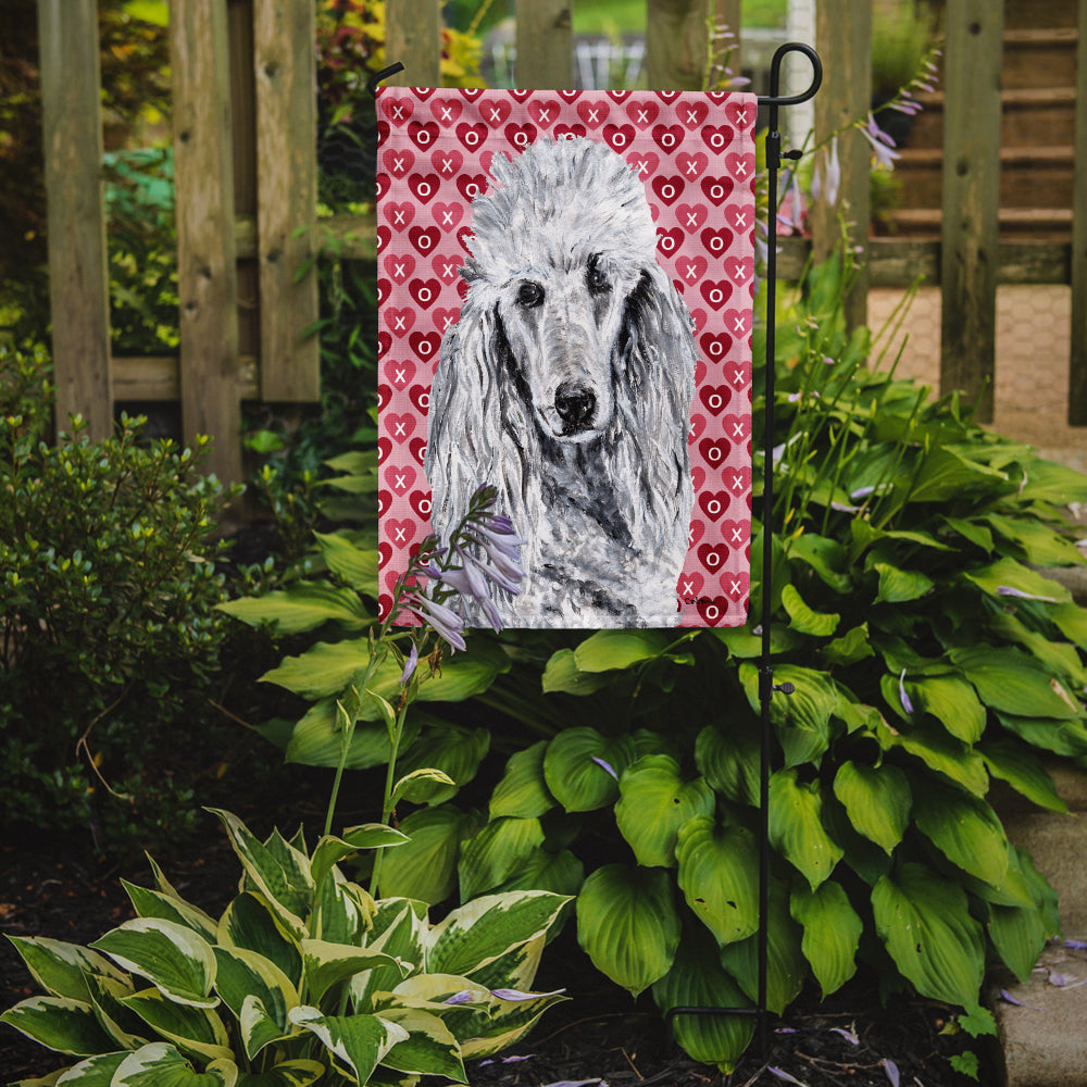White Standard Poodle Hearts and Love Flag Garden Size SC9703GF