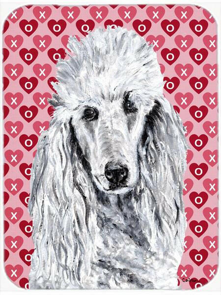 White Standard Poodle Hearts and Love Glass Cutting Board Large Size SC9703LCB by Caroline&#39;s Treasures