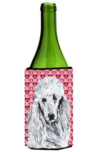 White Standard Poodle Hearts and Love Wine Bottle Beverage Insulator Hugger SC9703LITERK by Caroline's Treasures