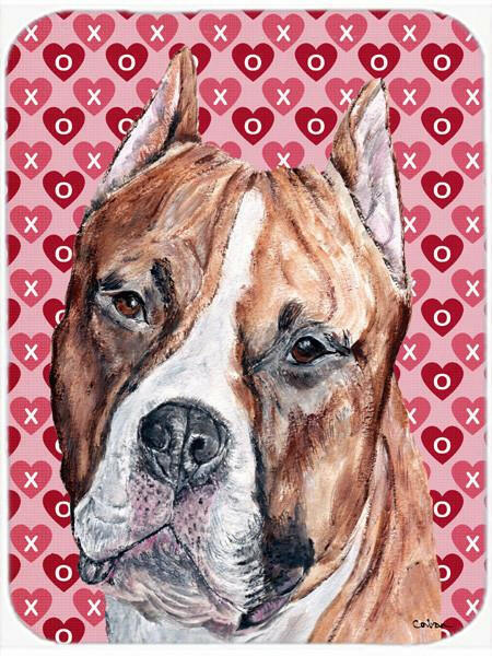 Staffordshire Bull Terrier Staffie Hearts and Love Glass Cutting Board Large Size SC9704LCB by Caroline&#39;s Treasures