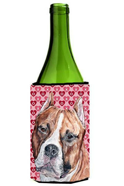 Staffordshire Bull Terrier Staffie Hearts and Love Wine Bottle Beverage Insulator Hugger SC9704LITERK by Caroline&#39;s Treasures