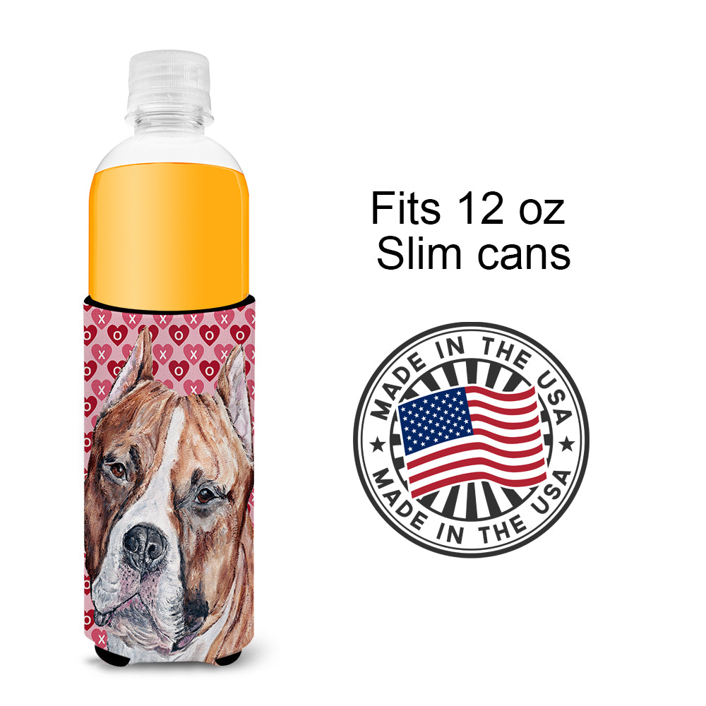 Staffordshire Bull Terrier Staffie Hearts and Love Ultra Beverage Insulators for slim cans SC9704MUK.