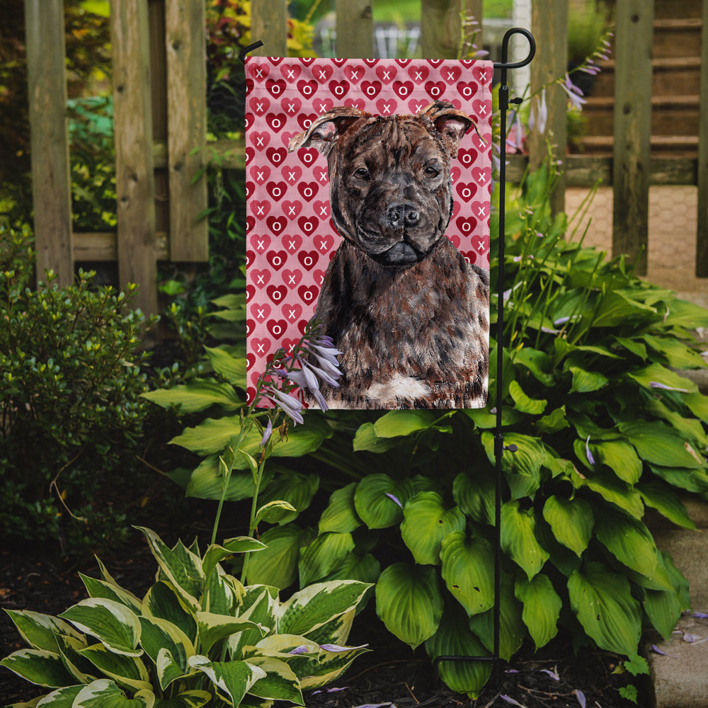 Staffordshire Bull Terrier Staffie Hearts and Love Flag Garden Size SC9705GF  the-store.com.
