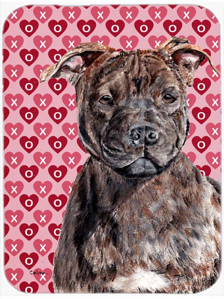 Staffordshire Bull Terrier Staffie Hearts and Love Glass Cutting Board Large Size SC9705LCB by Caroline&#39;s Treasures