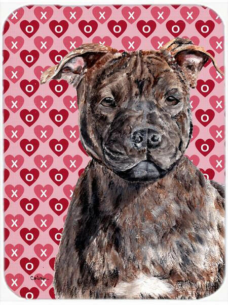 Staffordshire Bull Terrier Staffie Hearts and Love Mouse Pad, Hot Pad or Trivet SC9705MP by Caroline&#39;s Treasures