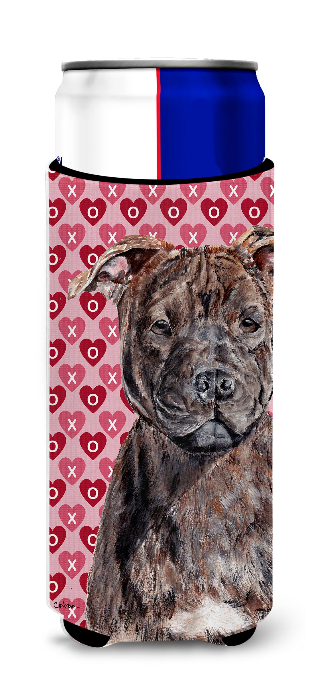 Staffordshire Bull Terrier Staffie Hearts and Love Ultra Beverage Insulators for slim cans SC9705MUK