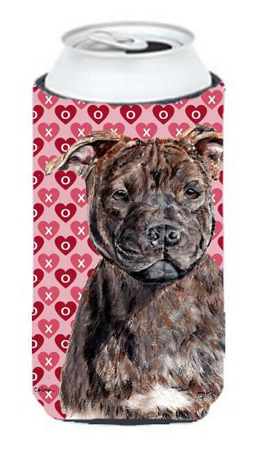 Staffordshire Bull Terrier Staffie Hearts and Love Tall Boy Beverage Insulator Hugger SC9705TBC by Caroline&#39;s Treasures