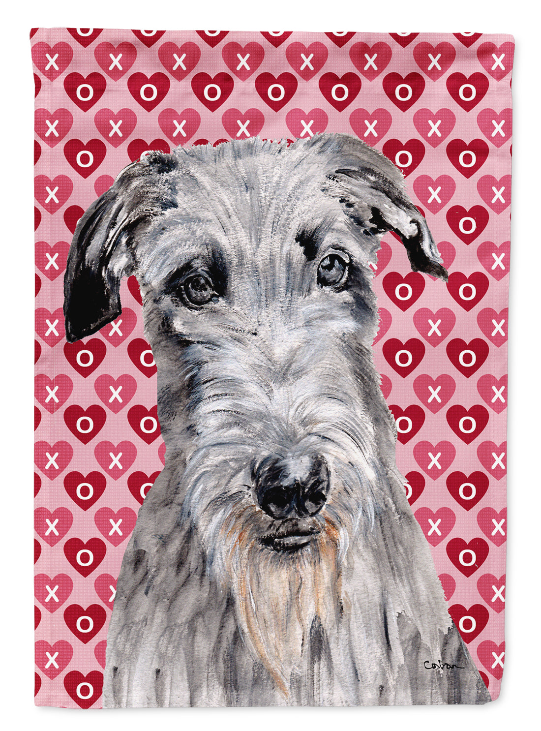 Scottish Deerhound Hearts and Love Flag Canvas House Size SC9706CHF  the-store.com.