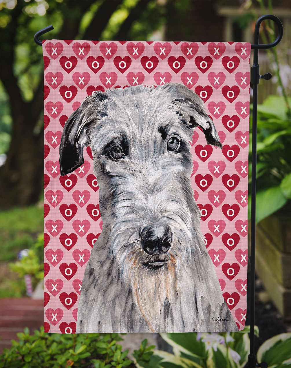 Scottish Deerhound Hearts and Love Flag Garden Size SC9706GF