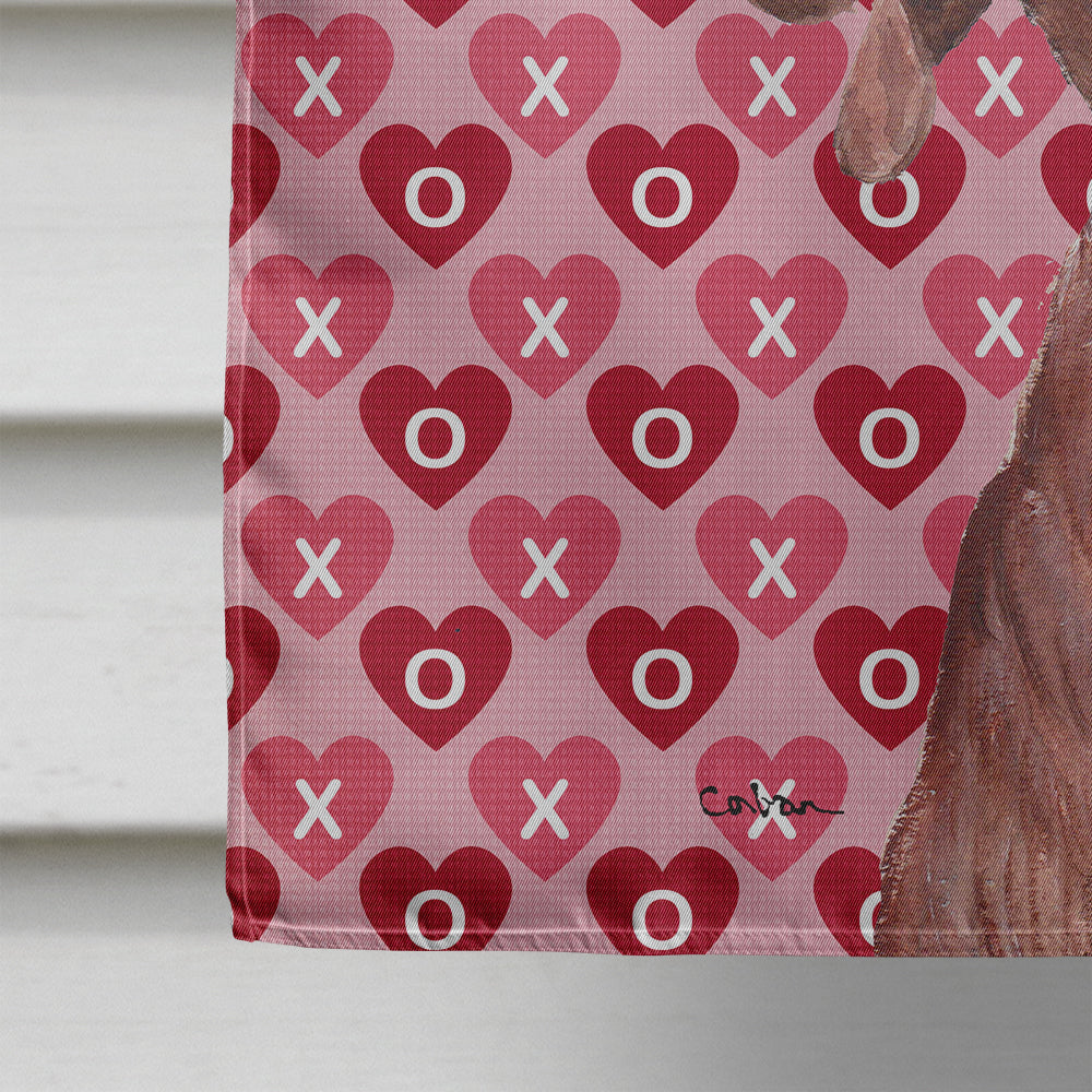 Redbone Coonhound Hearts and Love Flag Canvas House Size SC9707CHF  the-store.com.