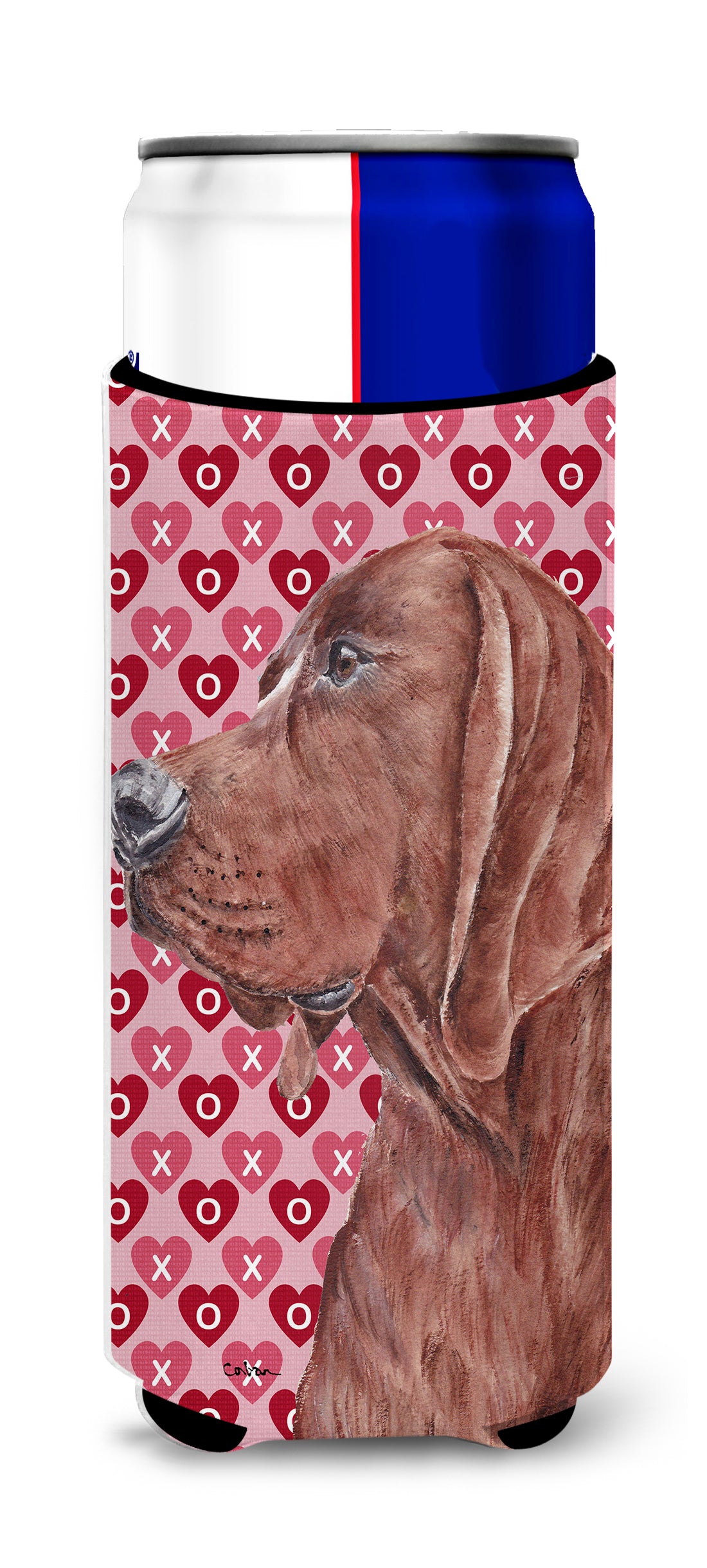 Redbone Coonhound Hearts and Love Ultra Beverage Insulators for slim cans SC9707MUK