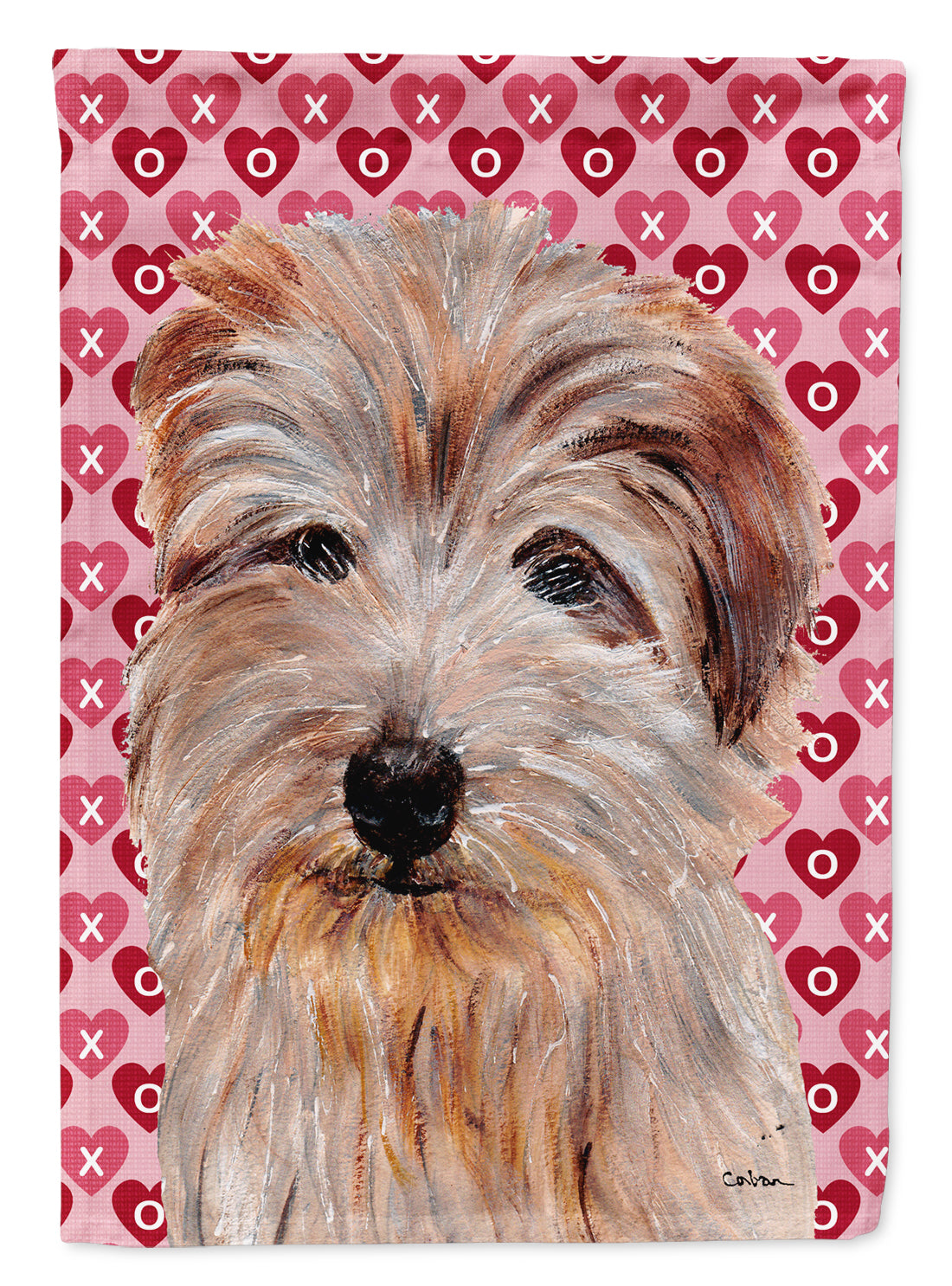 Norfolk Terrier Hearts and Love Flag Canvas House Size SC9712CHF