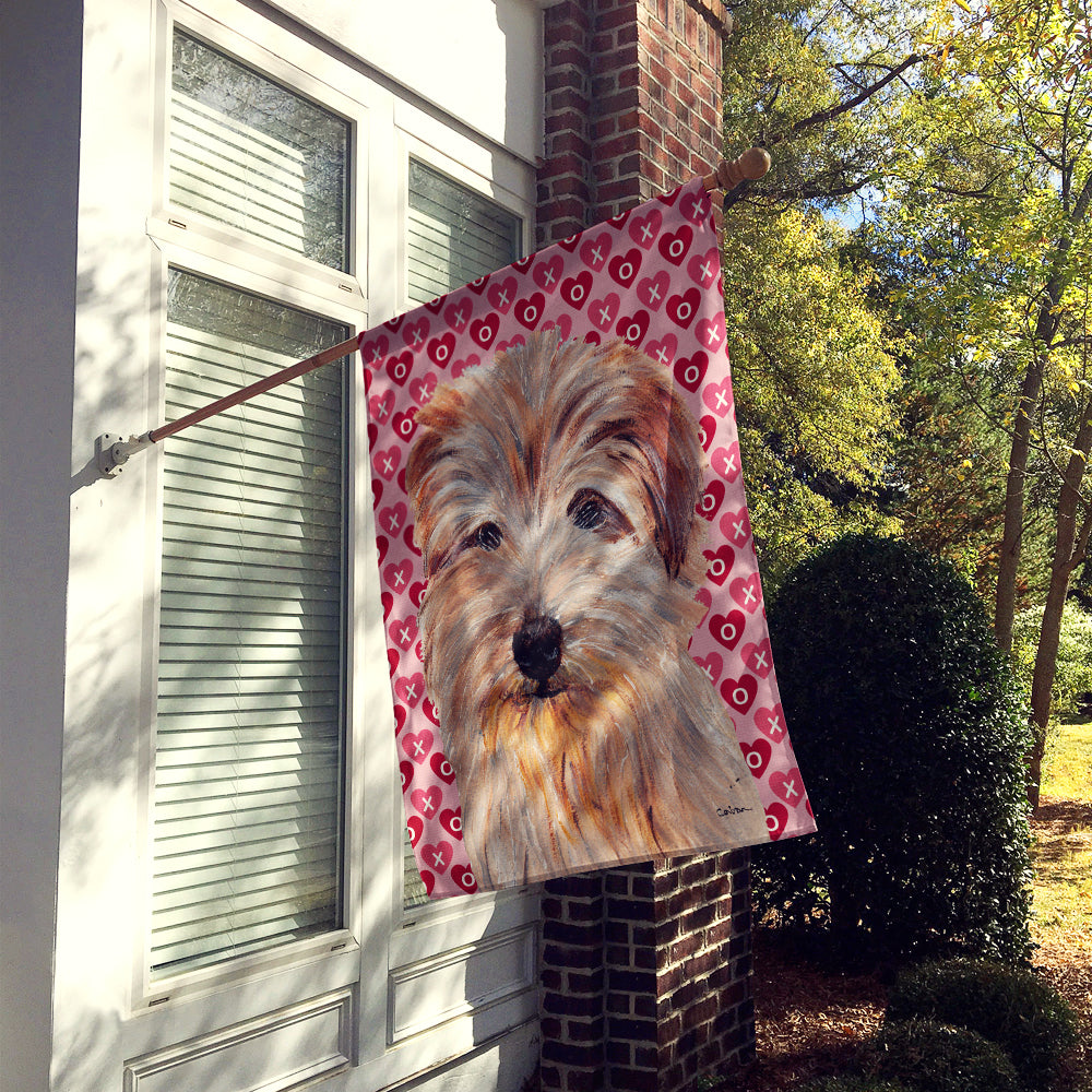 Norfolk Terrier Hearts and Love Flag Canvas House Size SC9712CHF  the-store.com.