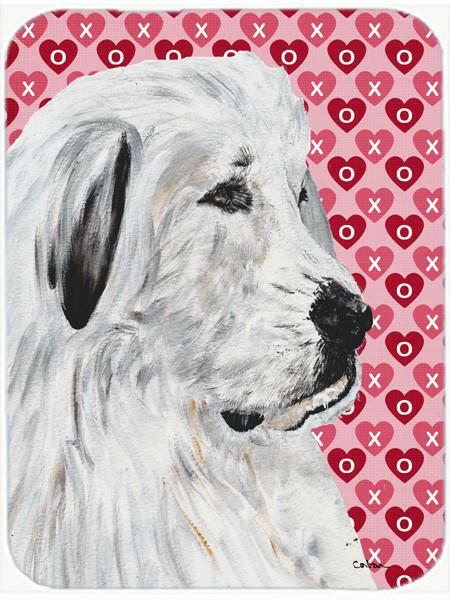 Great Pyrenees Hearts and Love Glass Cutting Board Large Size SC9714LCB by Caroline&#39;s Treasures