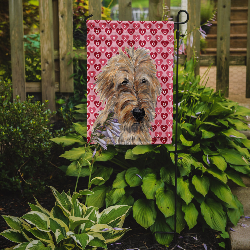 Golden Doodle 2 Hearts and Love Flag Garden Size SC9715GF  the-store.com.