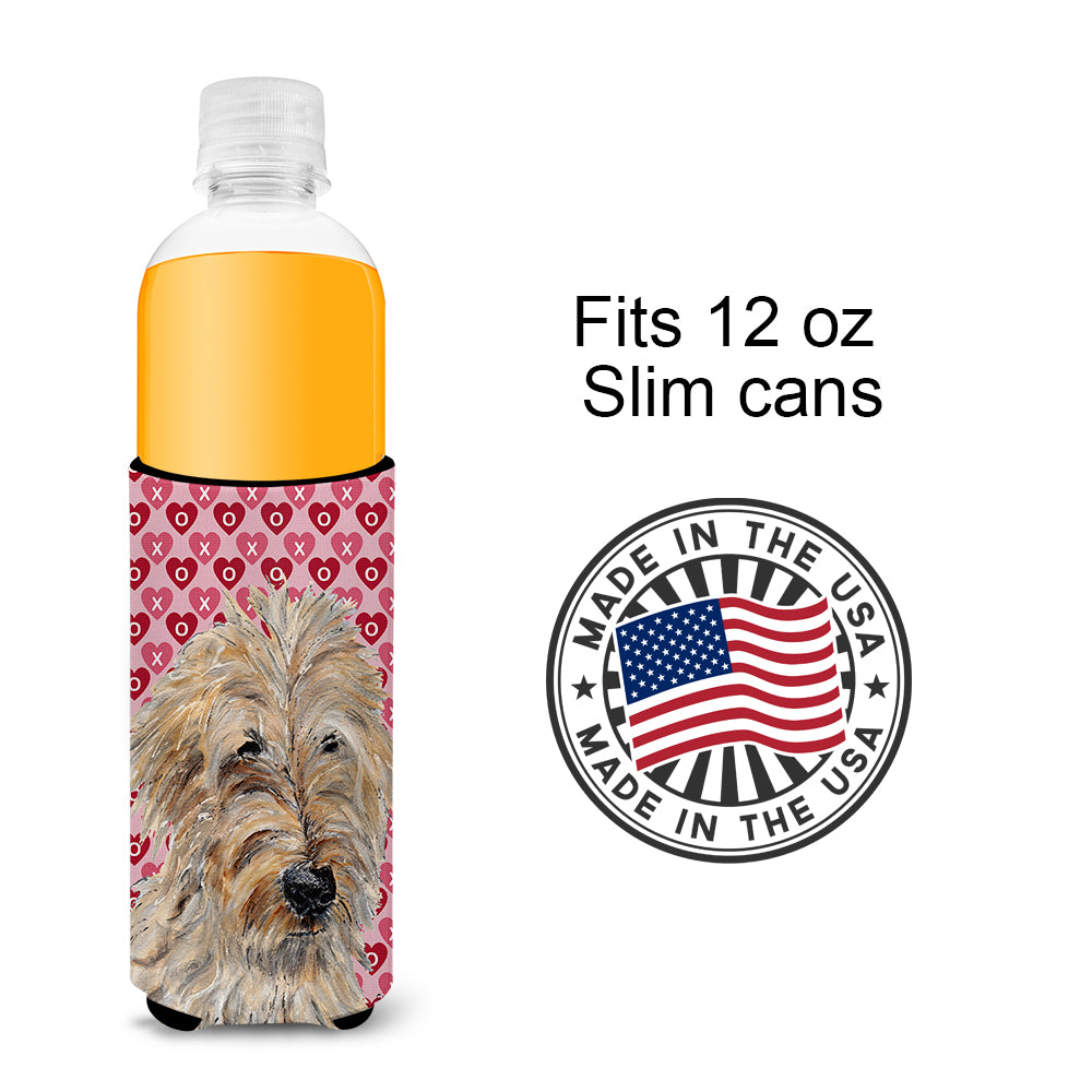 Golden Doodle 2 Hearts and Love Ultra Beverage Insulators for slim cans SC9715MUK.