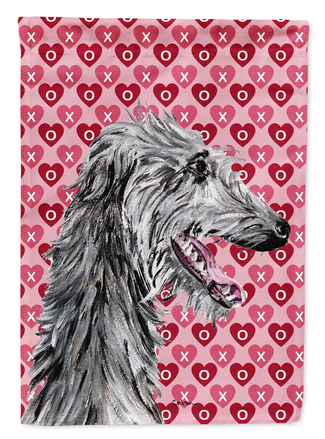 Scottish Deerhound Hearts and Love Flag Canvas House Size SC9717CHF