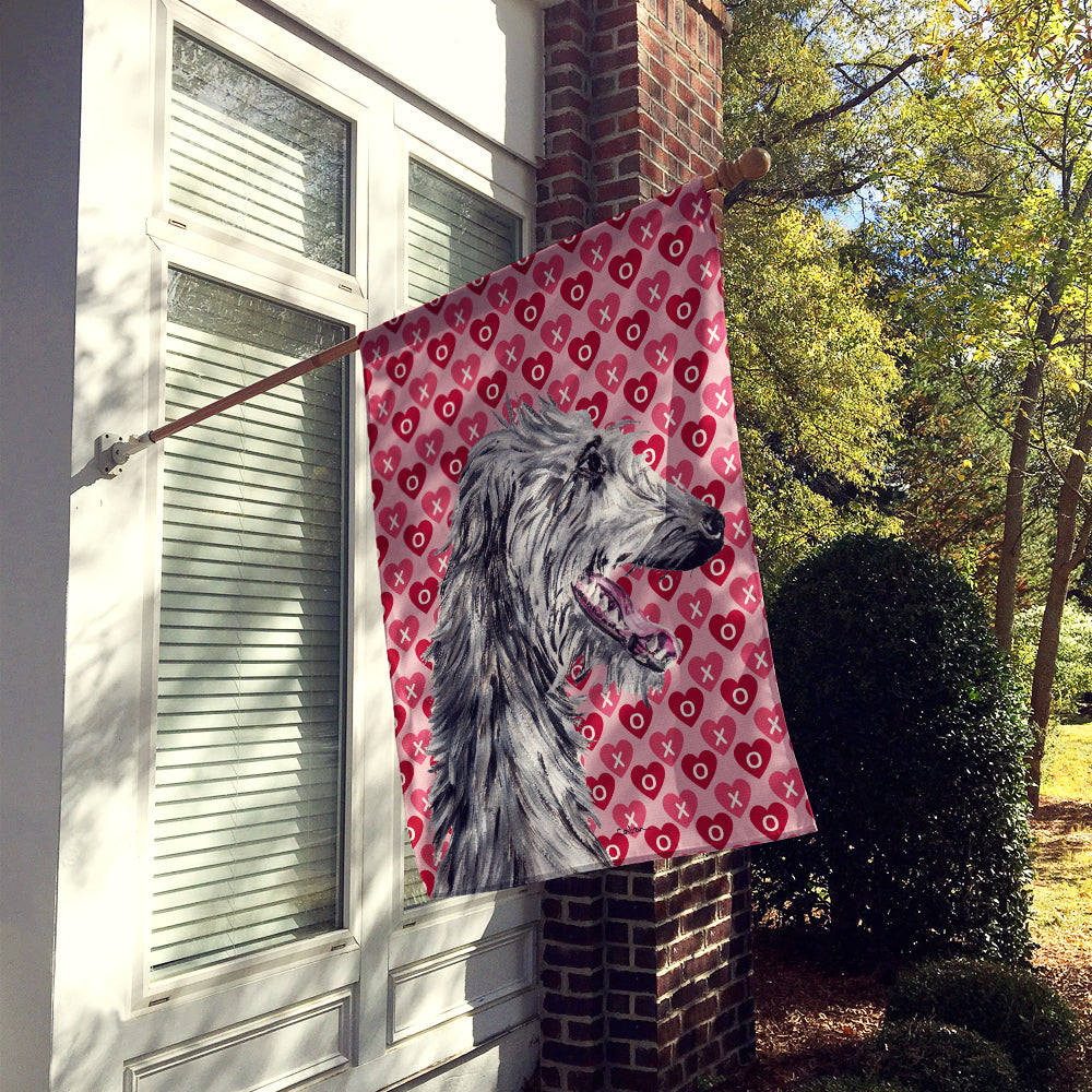 Scottish Deerhound Hearts and Love Flag Canvas House Size SC9717CHF  the-store.com.