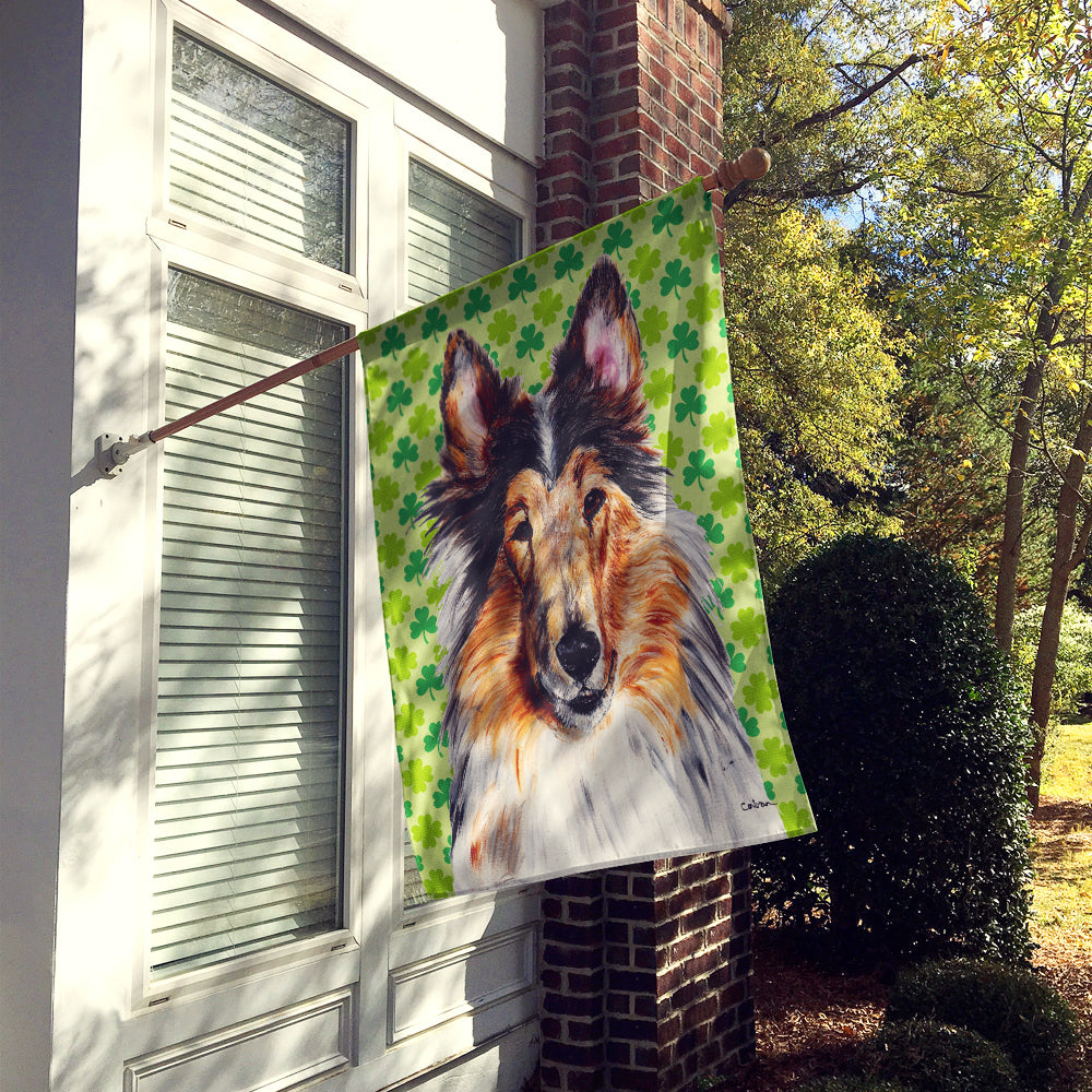 Collie Lucky Shamrock St. Patrick's Day Flag Canvas House Size SC9718CHF  the-store.com.