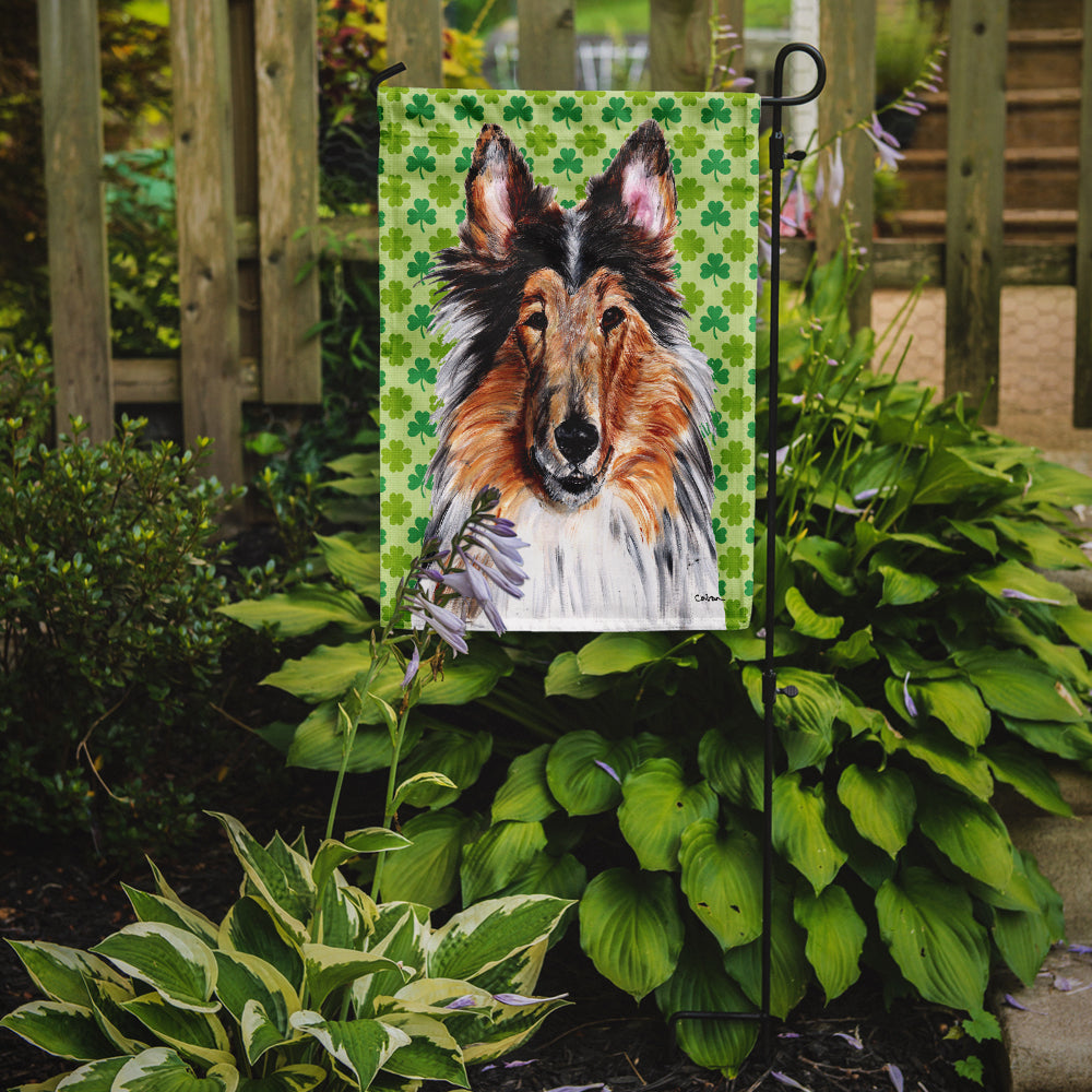 Collie Lucky Shamrock St. Patrick's Day Flag Garden Size SC9718GF  the-store.com.