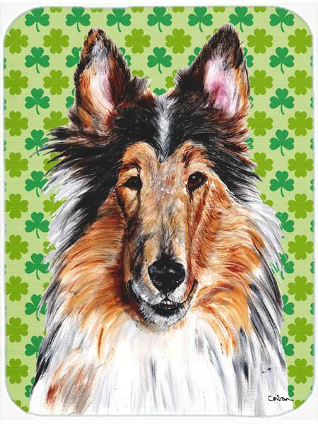 Collie Lucky Shamrock St. Patrick&#39;s Day Glass Cutting Board Large Size SC9718LCB by Caroline&#39;s Treasures