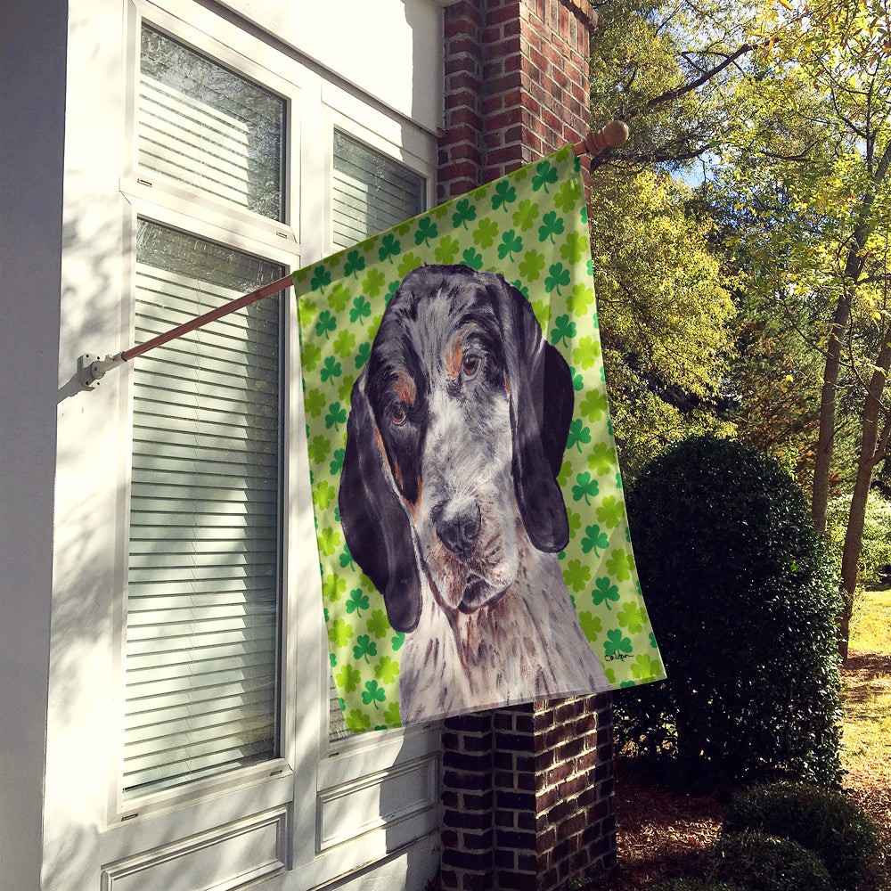 Blue Tick Coonhound Lucky Shamrock St. Patrick's Day Flag Canvas House Size SC9721CHF  the-store.com.