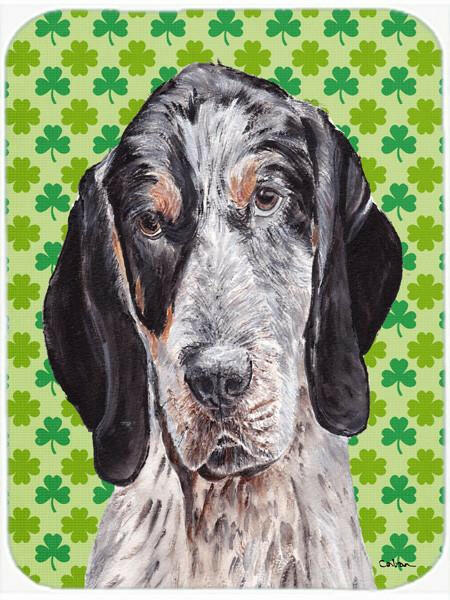 Caroline's Treasures Blue Tick Coonhound Lucky Shamrock St. Patrick's Day Glass Cutting Boards – Durable, Decorative Kitchen Art Large Size SC9721LCB