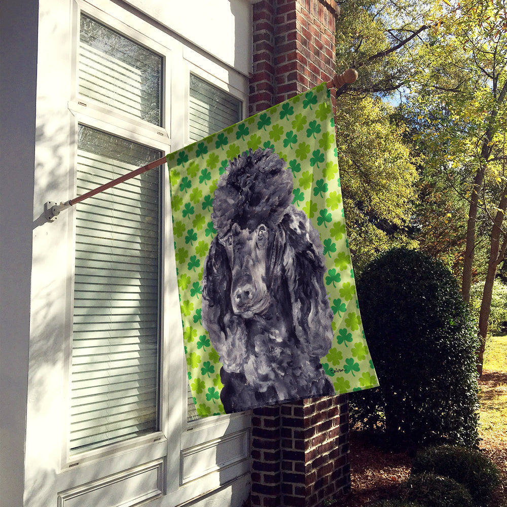 Black Standard Poodle Lucky Shamrock St. Patrick's Day Flag Canvas House Size SC9722CHF  the-store.com.
