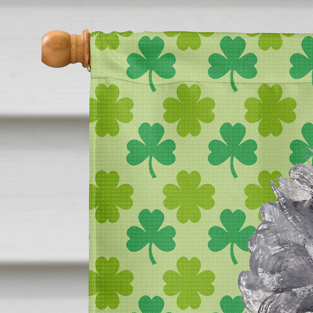 Black Standard Poodle Lucky Shamrock St. Patrick's Day Flag Canvas House Size SC9722CHF  the-store.com.