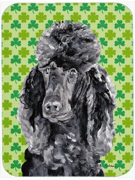 Black Standard Poodle Lucky Shamrock St. Patrick&#39;s Day Glass Cutting Board Large Size SC9722LCB by Caroline&#39;s Treasures
