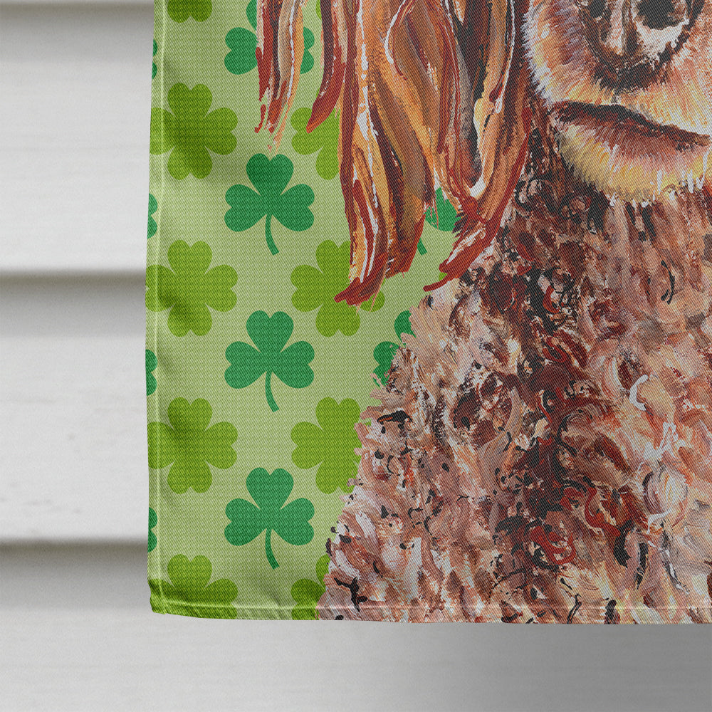 Red Miniature Poodle Lucky Shamrock St. Patrick's Day Flag Canvas House Size SC9723CHF