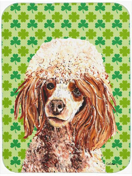 Red Miniature Poodle Lucky Shamrock St. Patrick&#39;s Day Glass Cutting Board Large Size SC9723LCB by Caroline&#39;s Treasures