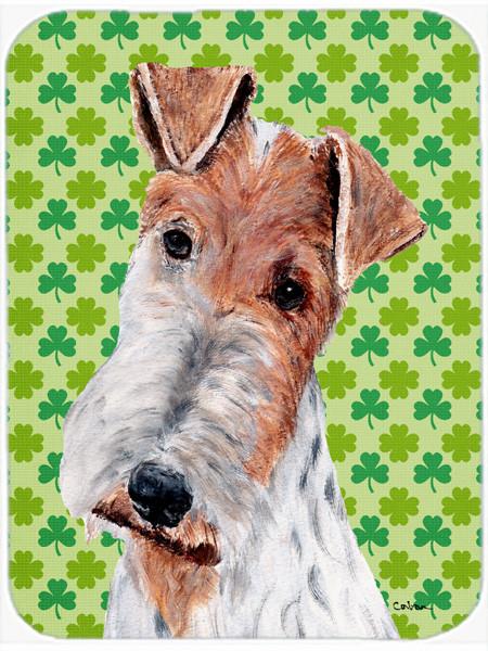Wire Fox Terrier Lucky Shamrock St. Patrick&#39;s Day Glass Cutting Board Large Size SC9724LCB by Caroline&#39;s Treasures