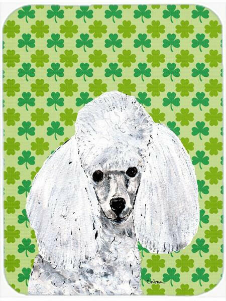 White Toy Poodle Lucky Shamrock St. Patrick&#39;s Day Glass Cutting Board Large Size SC9725LCB by Caroline&#39;s Treasures