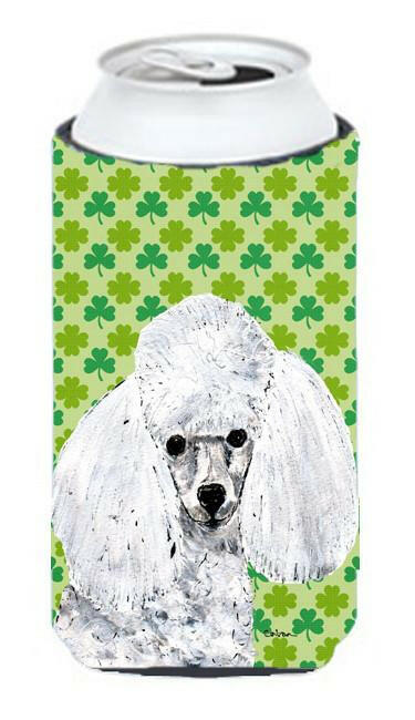 White Toy Poodle Lucky Shamrock St. Patrick&#39;s Day Tall Boy Beverage Insulator Hugger SC9725TBC by Caroline&#39;s Treasures
