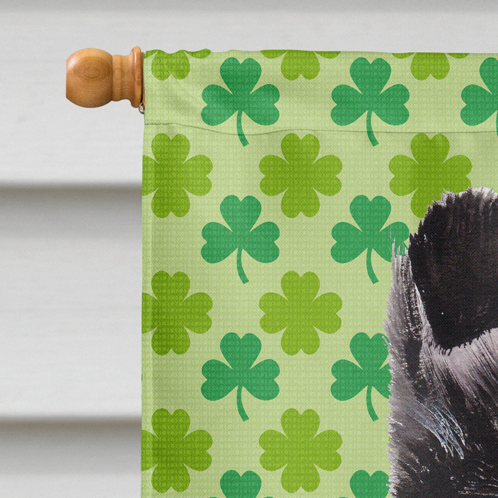 Black and White Collie Lucky Shamrock St. Patrick's Day Flag Canvas House Size SC9726CHF  the-store.com.