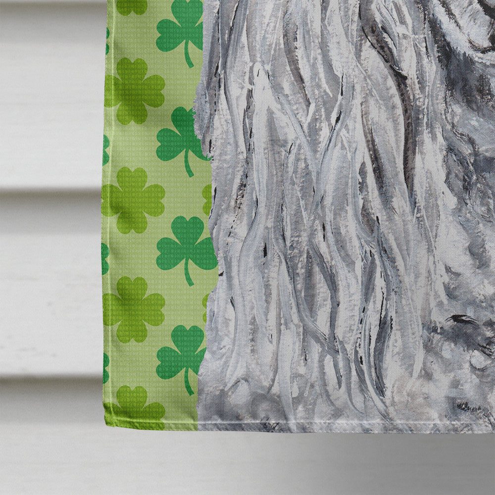 White Standard Poodle Lucky Shamrock St. Patrick's Day Flag Canvas House Size SC9727CHF  the-store.com.