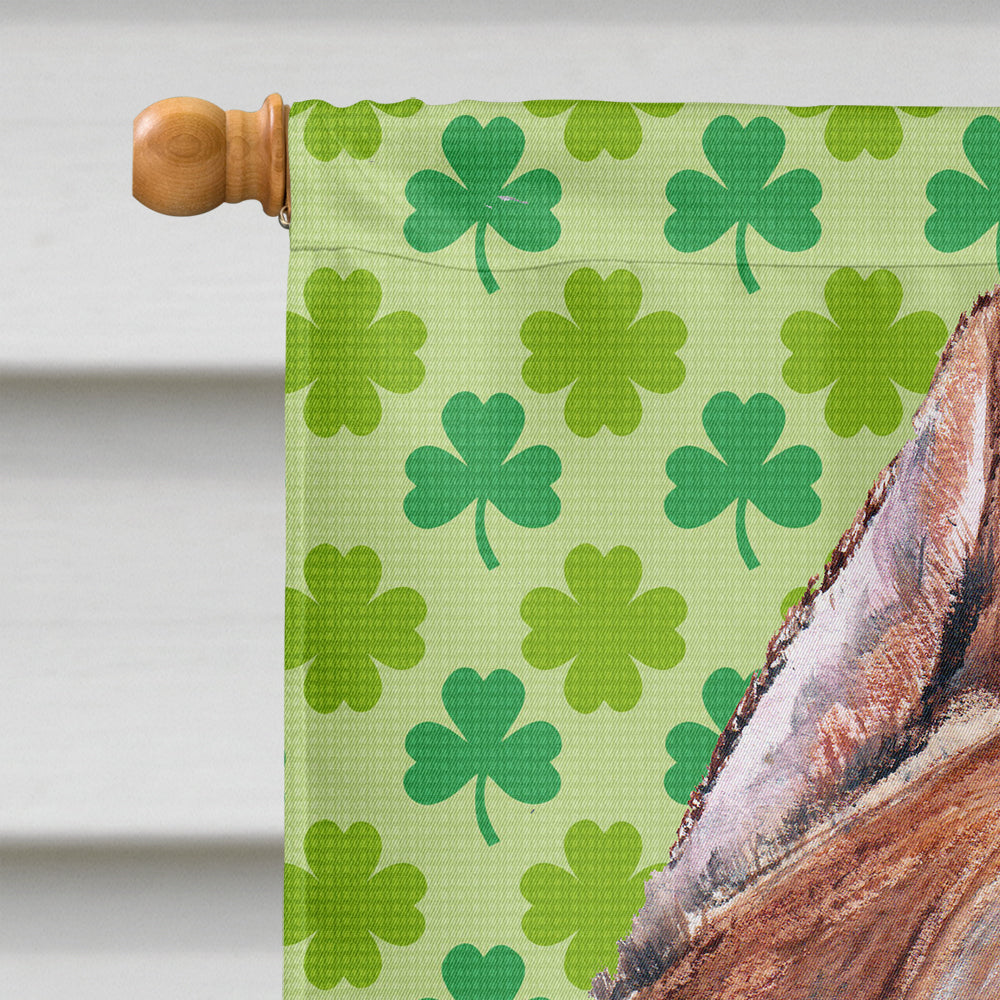 Staffordshire Bull Terrier Staffie Lucky Shamrock St. Patrick's Day Flag Canvas House Size SC9728CHF  the-store.com.