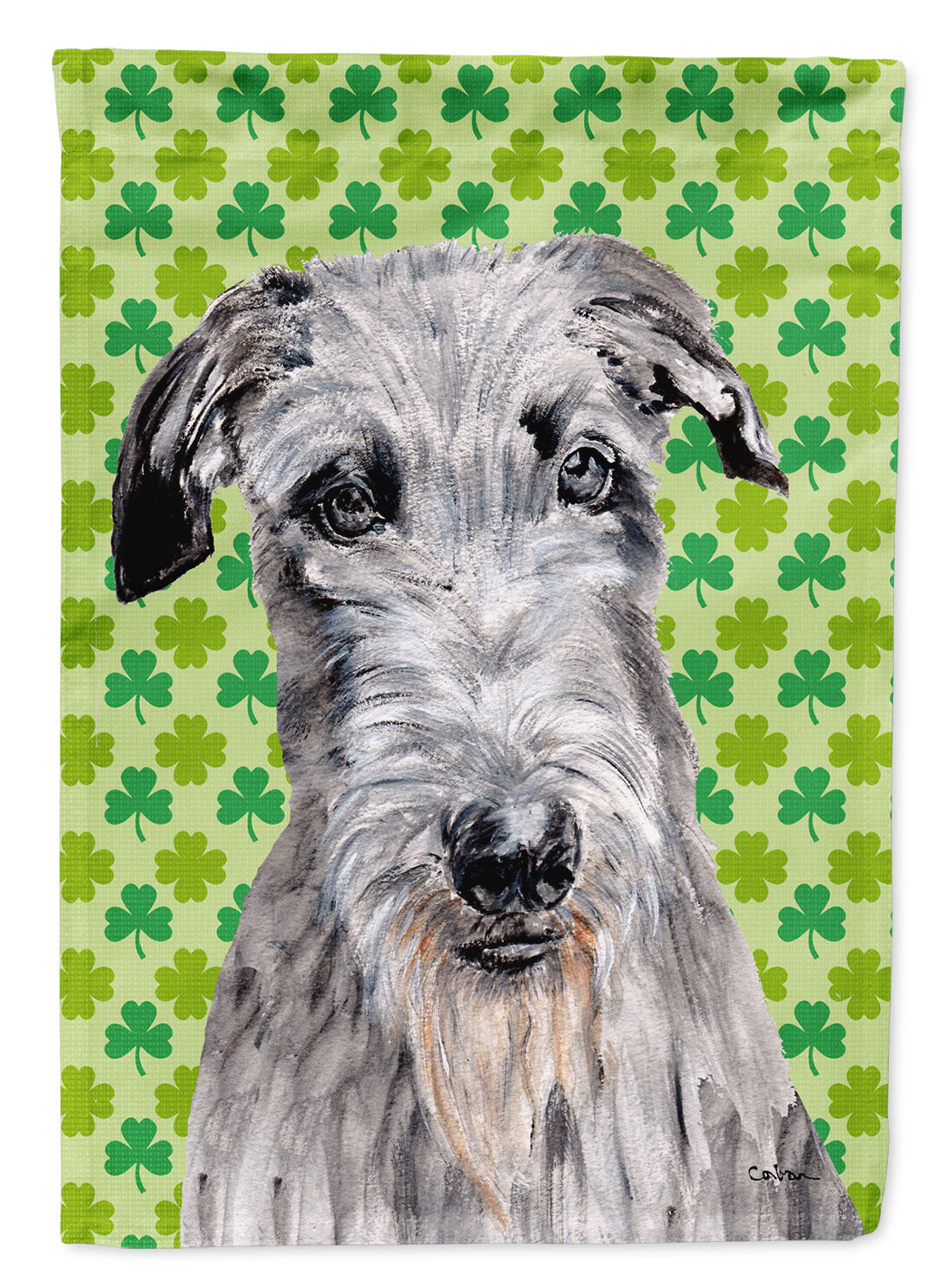 Scottish Deerhound Lucky Shamrock St. Patrick&#39;s Day Flag Garden Size