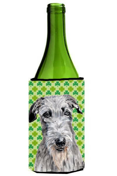 Scottish Deerhound Lucky Shamrock St. Patrick&#39;s Day Wine Bottle Beverage Insulator Hugger SC9730LITERK by Caroline&#39;s Treasures