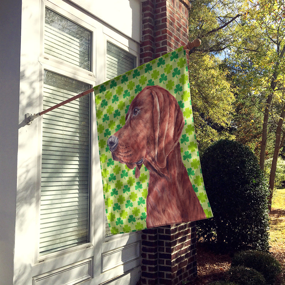 Redbone Coonhound Lucky Shamrock St. Patrick's Day Flag Canvas House Size SC9731CHF  the-store.com.