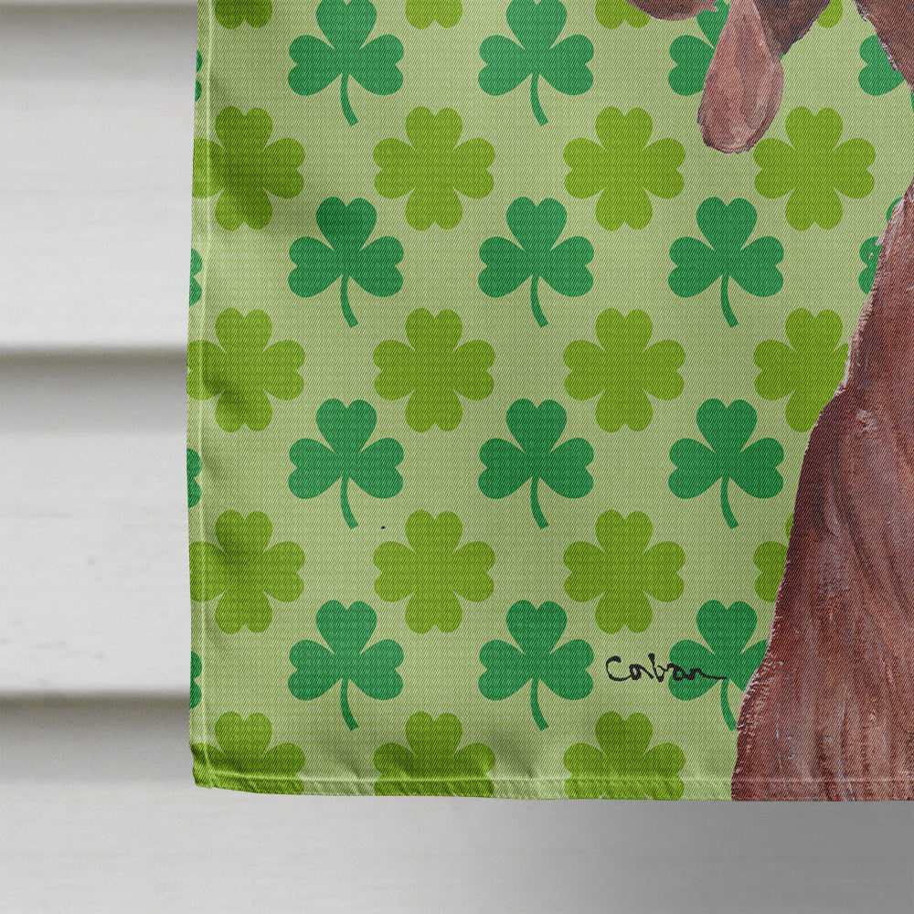 Redbone Coonhound Lucky Shamrock St. Patrick's Day Flag Canvas House Size SC9731CHF  the-store.com.