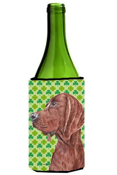 Redbone Coonhound Lucky Shamrock St. Patrick&#39;s Day Wine Bottle Beverage Insulator Hugger SC9731LITERK by Caroline&#39;s Treasures