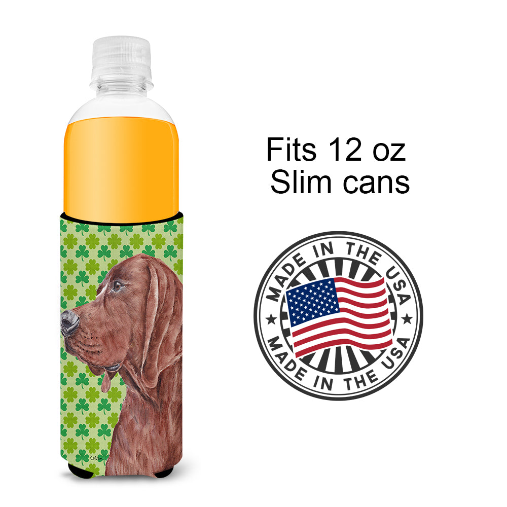 Redbone Coonhound Lucky Shamrock St. Patrick's Day Ultra Beverage Insulators for slim cans SC9731MUK.