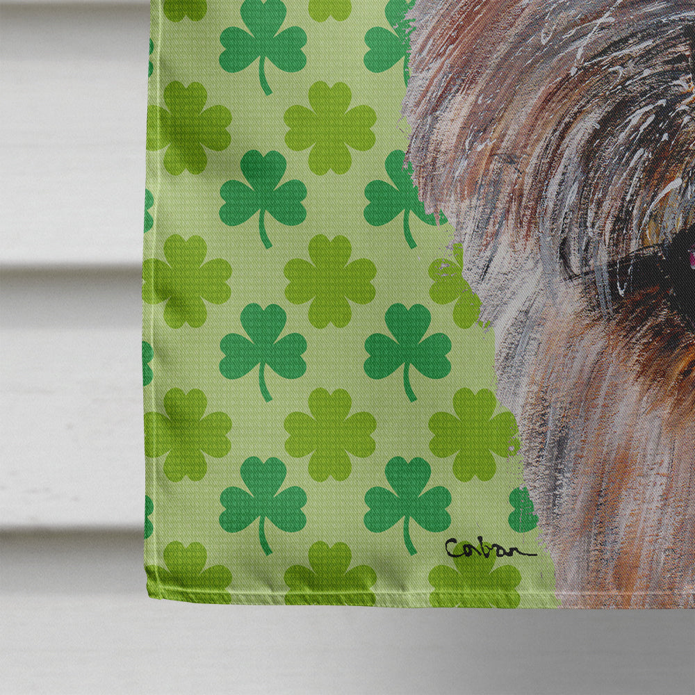 Norwich Terrier Lucky Shamrock St. Patrick's Day Flag Canvas House Size SC9734CHF  the-store.com.
